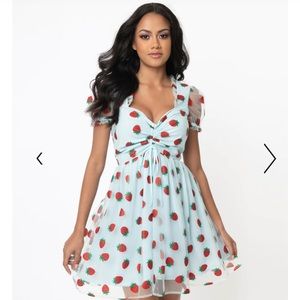 Unique Vintage Smak Parlour Strawberry Dress XL/14 NWT
